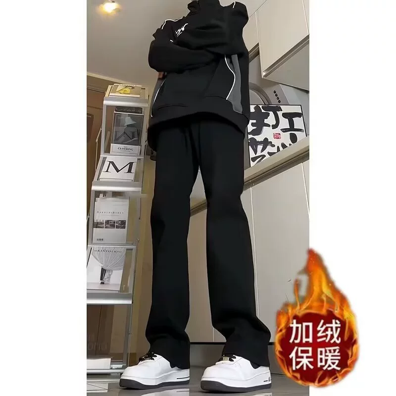 Осенью и зимой бархатные черные штаны для мальчиков с промежностью и высокой талией джинсы