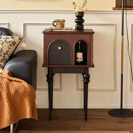 法式复古实木沙发边几客厅家用美式装饰柜小储物柜玄关角几床头柜