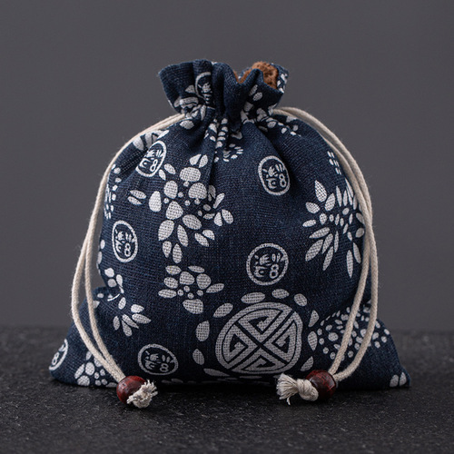 Cotton linen cotton thickened Jianzhan bag cloth bag single cup bag drawstring bag pocket handmade cup bag wholesale logo printing 
