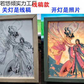 多功能镜子灯光画装饰画小夜灯可定-制生日礼物diy女生情侣