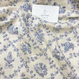 橘喵jumiao复古新中式青花瓷碎花面料提花手工桌布抱枕连衣裙