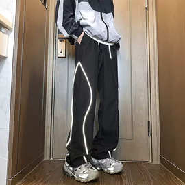 反光条裤子男高级感2025春季户外运动冲锋裤三防登山美式机能裤子