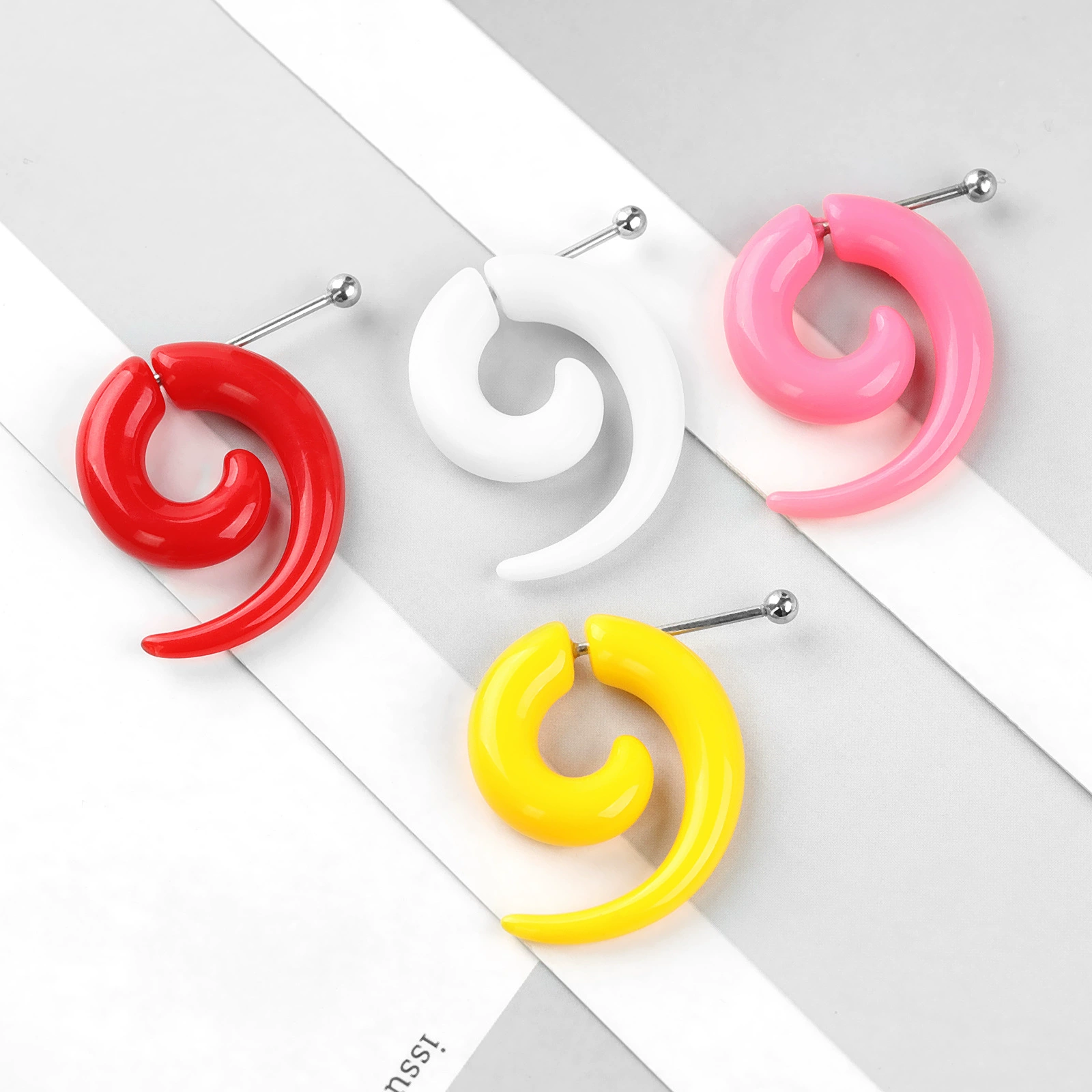 Acrylic Ear Stretch Spiral Plug, Surgical 316L Steel Pin, Simple Elegant Design, 3–10 mm