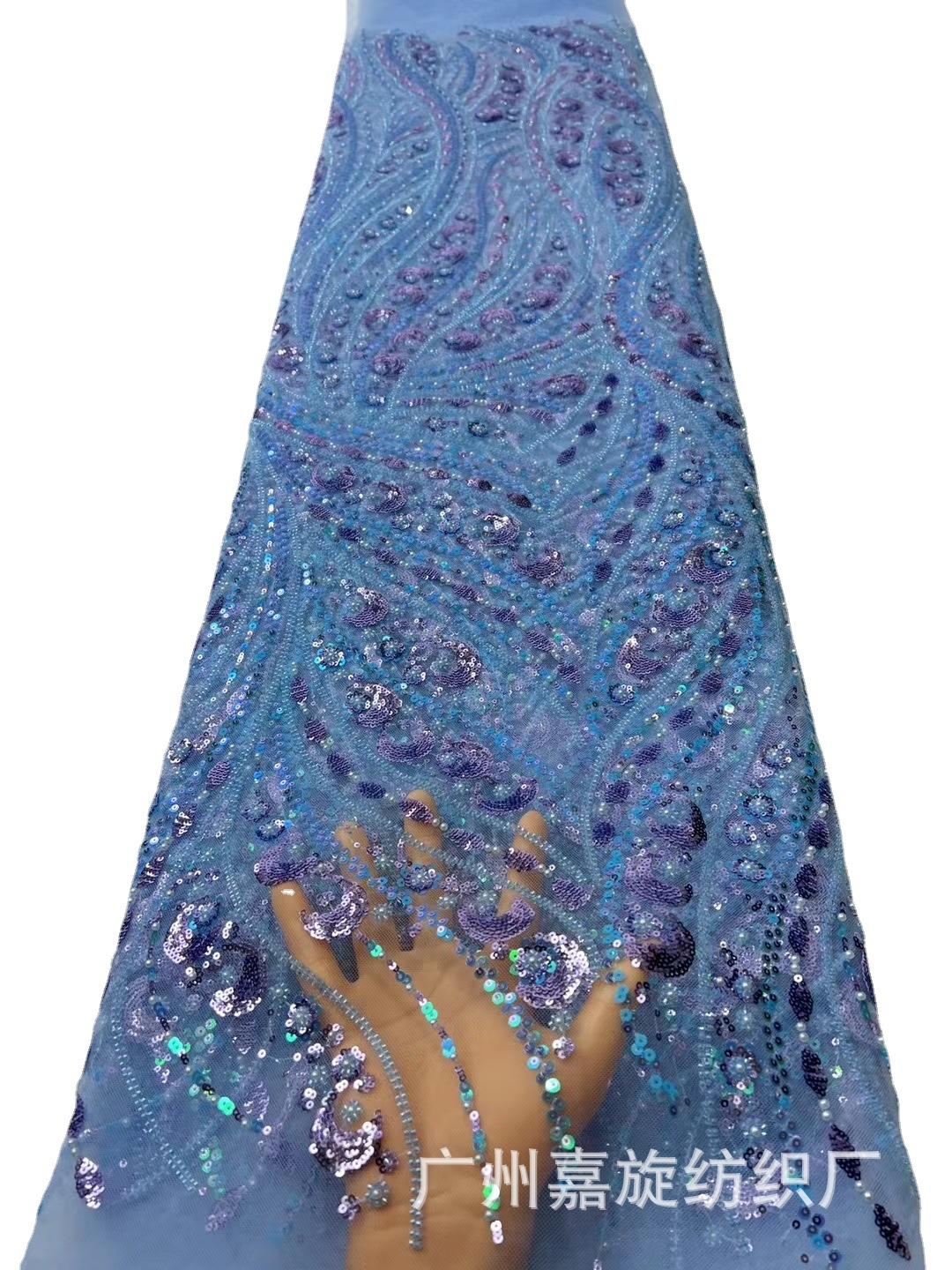 Tubo de cuentas de tela de bordado de lentejuelas de la industria pesada patrón geométrico tela de lentejuelas Primavera Verano otoño vestido de moda tela JX2974 image 5