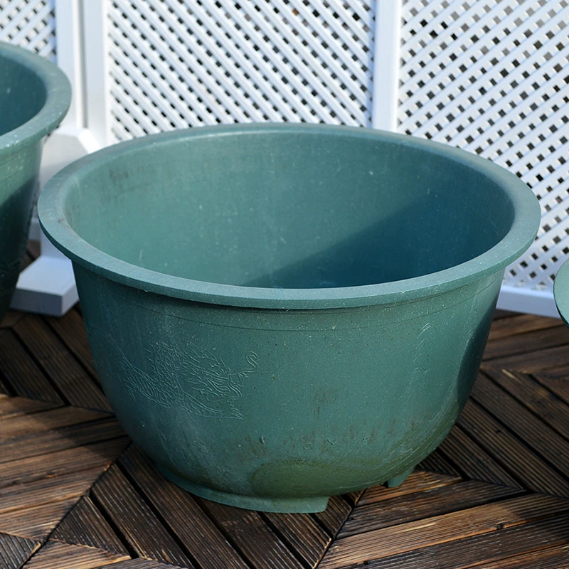 Пластиковый круглый цветочный горшок Супер Очень большой размер плюс Клиренс Садовая посадка деревьев Баночка с драконом Пластиковый горшок Цветочный горшок из утолщенной железной смолы Напольный