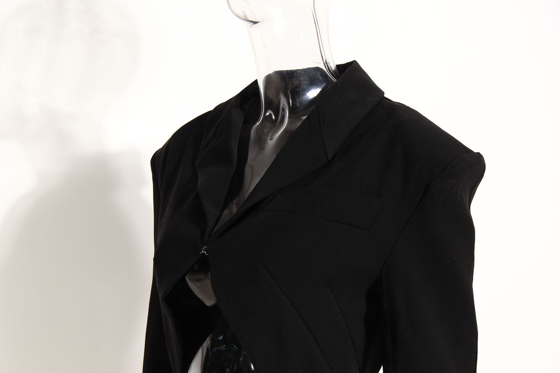 Women's Clothing Niche design deconstructed herringbone suit female tie wide shoulder suit jacket hollow straight pants two piece suit_voghion.com