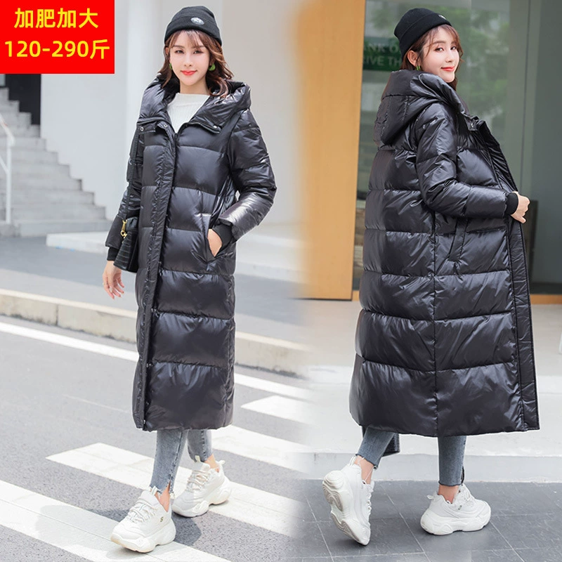 Зимний удлиненный пуховик выше колена больших размеров, женский пуховик, толстая сестра, 200 кг, холодостойкий пуховик, утолщенный для полных девочек