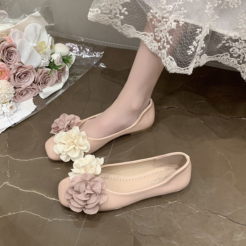 Square-toed Soft-soled Loafers For Women, 2026 Spring Autumn New Model, European And American Style, Color-blocked_vogvips.com