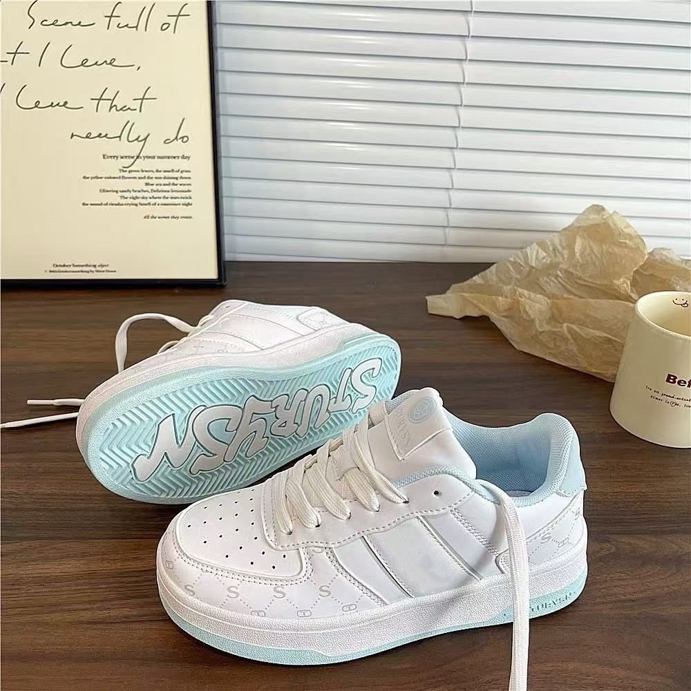 Estilo universitario estilo coreano plataforma rosa zapatillas de deporte femenino ins primavera 2025 nuevos zapatos blancos deportivos y de ocio