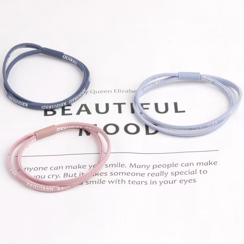 Trendy Ins-Style English Letter Simple Bracelet Couple Hair Tie Durable Elastic Hair Accessory Korean Cute Hair Ornament