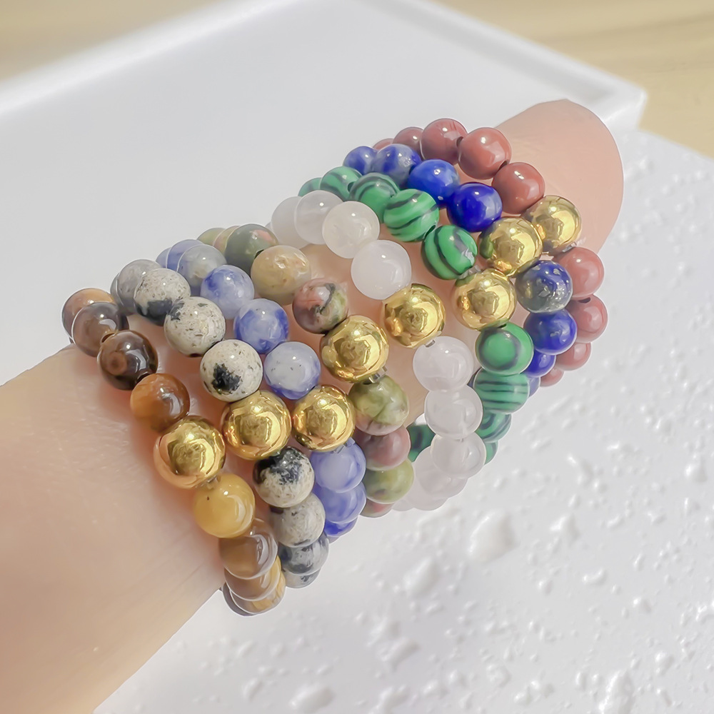 8g Weight Rings Classification Adjustable Ring Size 1 Piece Quantity Casual, Daily Occasion natural stone Material Color Block Pattern Women's Gender Beaded Design Simple Style Style Simple Style Color Block Natural Stone Beaded Rings 无