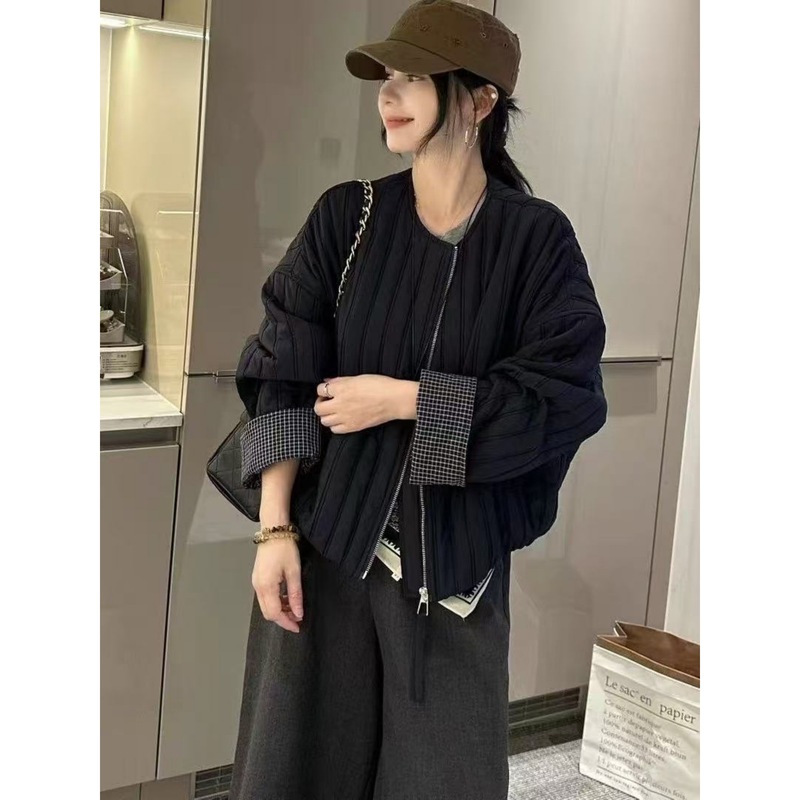 短款棒球服夹棉外套女2025秋季新款高级感小个子轻薄棉服夹克上衣|undefined