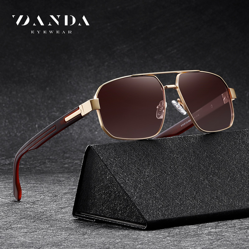 Nuevas gafas de sol polarizadas S15107 Gafas de sol de hombre con marco de doble viga de metal de moda Gafas de sol de protección solar para exteriores