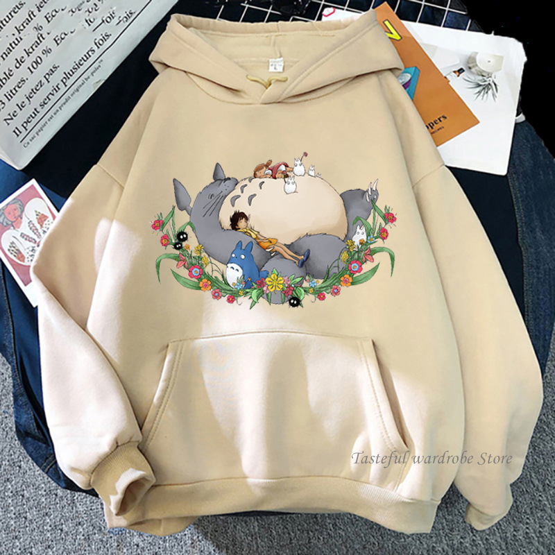 Hayao Miyazaki Movie Totoro Series Peripheral Cartoon Print Autumn and Winter Casual Unisex Hoodie anime