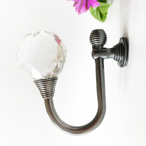 Crystal glass hooks for wall hanging single hooks wholesale/bend head wall hooks for clothing stores, crystal decorative items