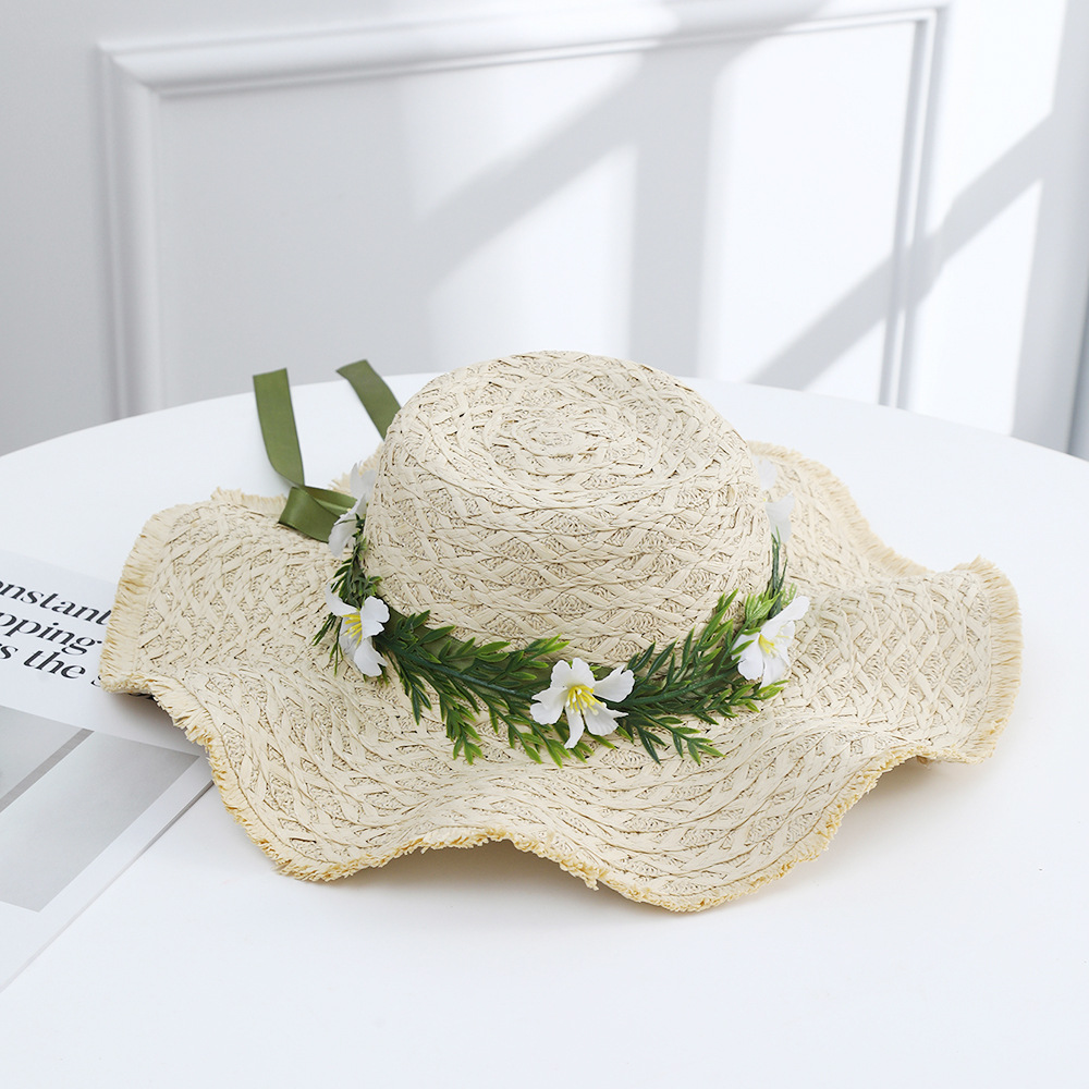 Sombrero paja ala ancha con lazo verano