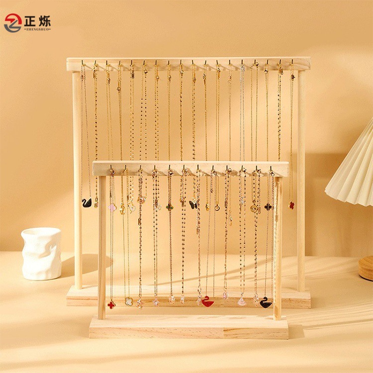 Wooden necklace display rack large sweater chain pendant holder bracelet accessory display stand necklace jewelry show storage rack