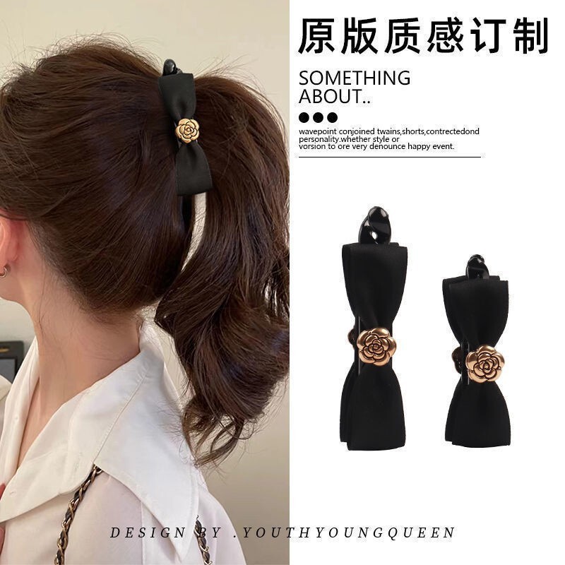 Elegant Camellia Banana Clip Ponytail 2025 New Summer Back of Head Hairpin with Teeth Non-Slip Hair Clip Claw Clip