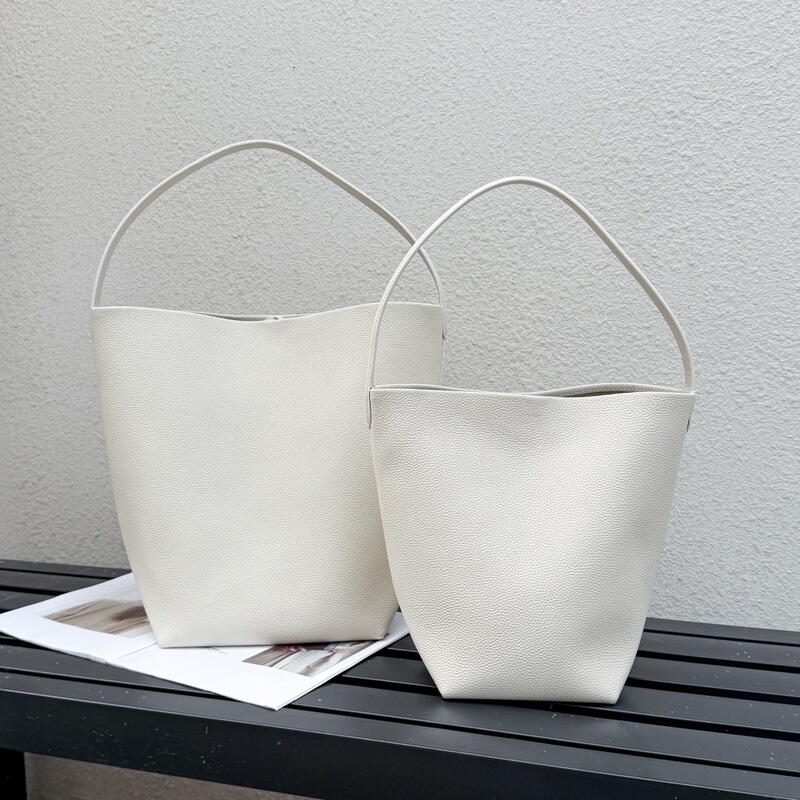 Row Bag Genuine Leather Single-shoulder Portable Large-capacity High-end Niche Litchi-grain Cowhide Commuter Bucket Bag for Women