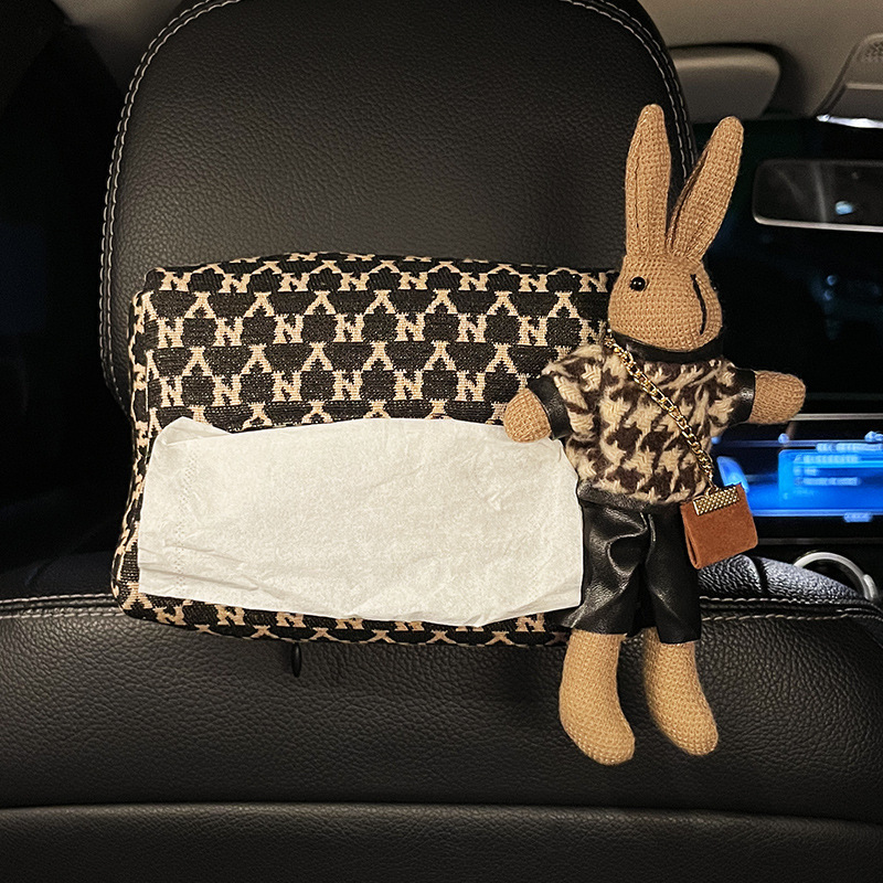 Caja de pañuelos para coche Caja de dibujo de coche creativa para mujer Caja de apoyabrazos para coche Bolsa de dibujo para colgar suministros de decoración de coche para mujer