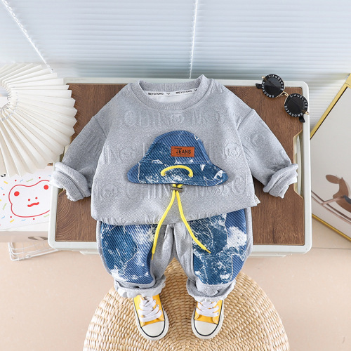 Boys' sweatshirts spring and autumn  new children's handsome and fashionable street T-shirts autumn Korean style round neck tops trendy