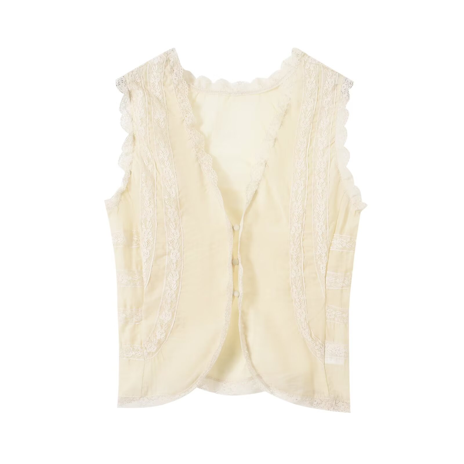 TAOP & ZA mujer primavera 2026 nueva moda versátil cuello en v sin mangas chaleco de encaje image 6