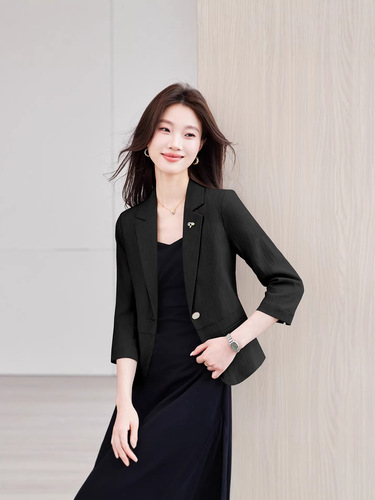 Women's 7/8 Sleeve Blazer Coat Spring Summer Autumn New Professional Casual Fashion Slim Fit Versatile Top