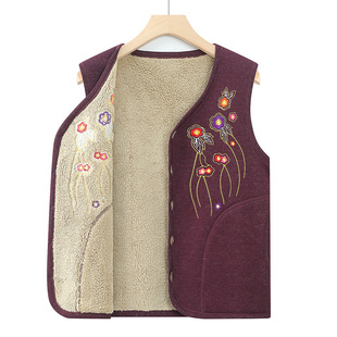 Mom's Autumn and Winter Fleece-Lined Vest, Middle-Aged and Elderly Warm Vest, Elderly Clothing, Grandma's Top, Extra Large Size