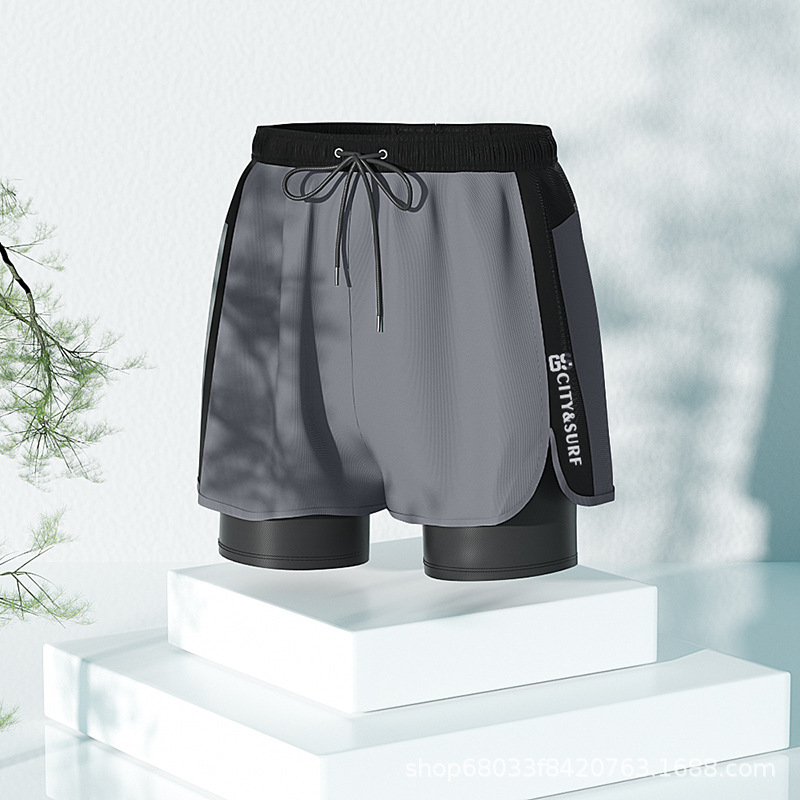 Swimming Trunks Men's Swimming Trunks Hot Spring Anti-embarrassment Quick-drying Beach Trunks Men's Swimming Equipment Fake Two-piece Swimming Trunks Men's Swimming Trunks Hot Spring Anti-embarrassment Quick-drying Beach Trunks Men's Swimming Equipment Fake Two-piece