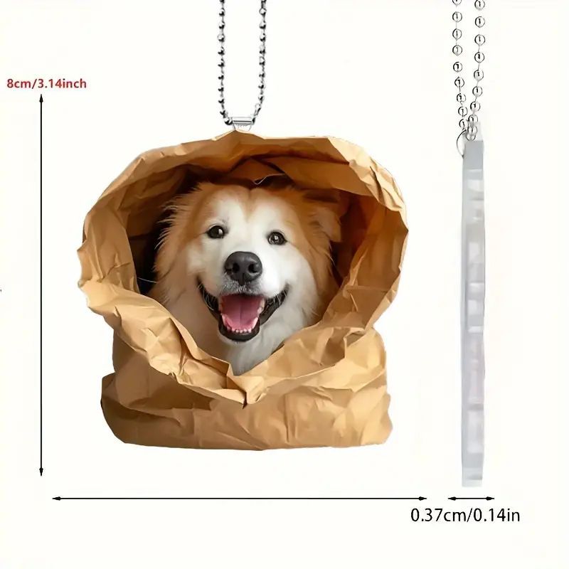 2D adorable colgante acrílico cabeza de perro plano transfronterizo espejo interior decoración colgante llavero colgante image 5