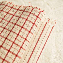 厂家直销现货出口欧美棉麻布zakka田园布料桌布虚线格子新款麻布