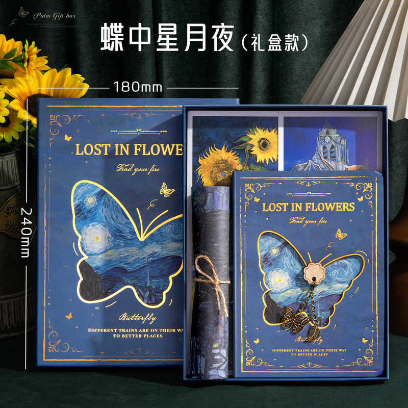 レトロ油絵ノートセット日記学生ノート文具ギフト新学期子供の日コンパニオンギフト|undefined