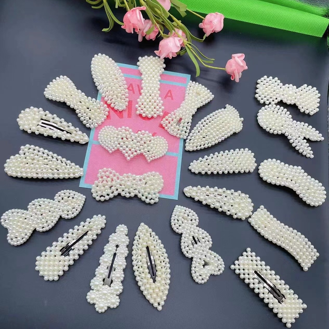 网红同款一体式珍珠发夹女刘海碎发后脑勺发卡夹子边夹发饰头饰品