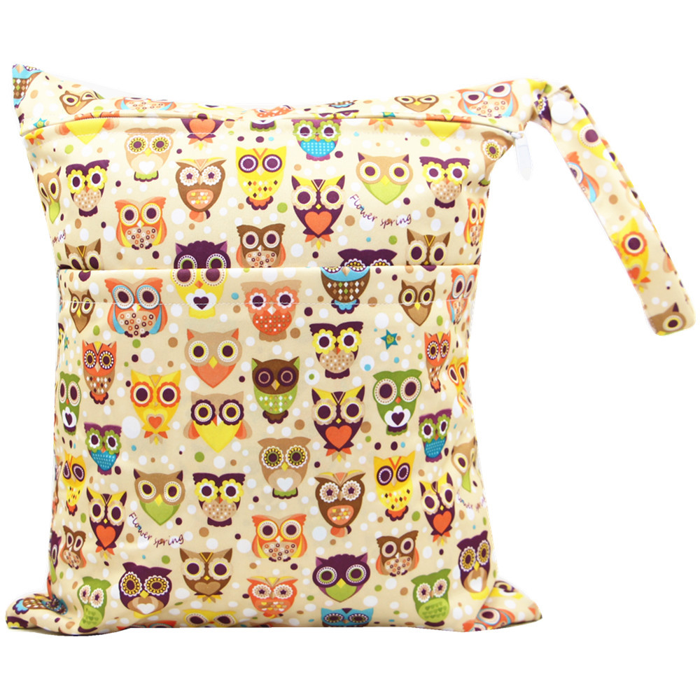 Bolsa de pañales Asenappy Impresión digital bebé doble cremallera impresión impermeable bolsa de pañales aplicación económica