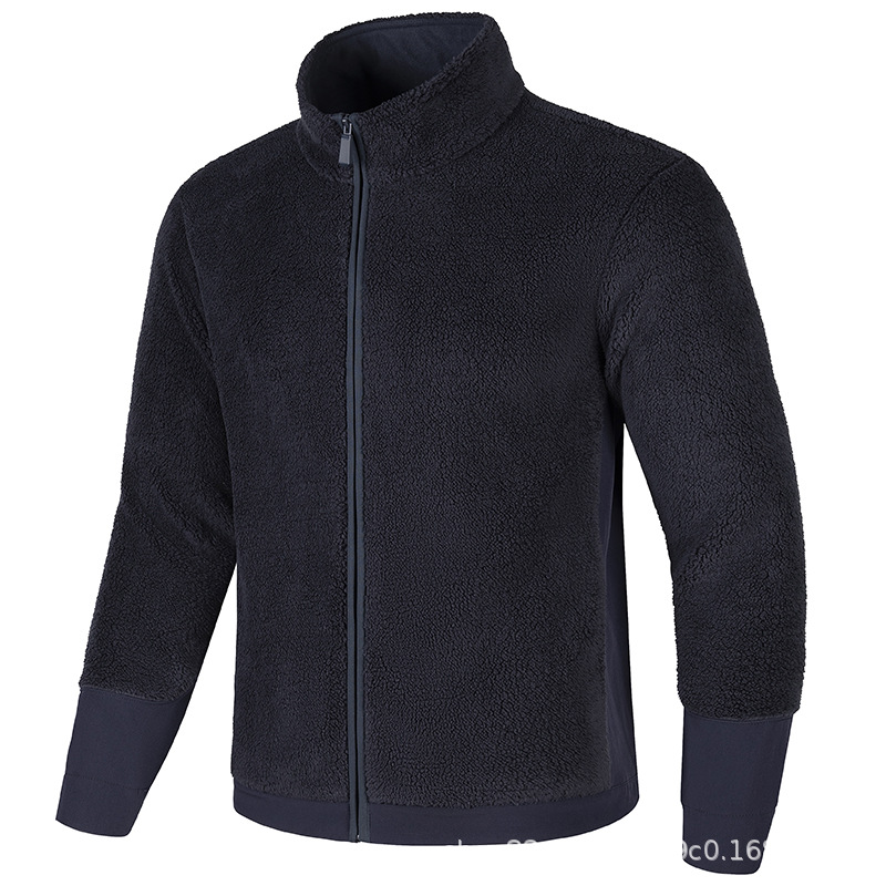 2025 Lamb Wool Coat Men's Autumn and Winter Fleece Cardigan Casual Jacket Men's Polar Fleece Sweatshirt Thickened and Warm