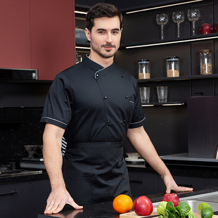 Catering chef work clothes men's chef clothes long sleeve summer thickened kitchen chef hotel short sleeve