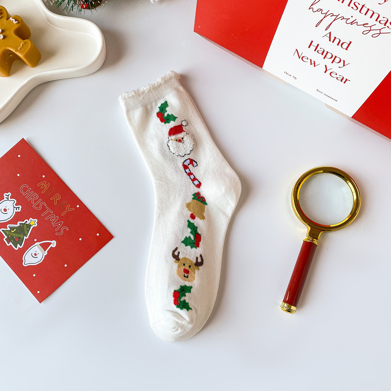 Chaussettes rouges Père Noël coréennes pour enfants, nouvelle collection automne/hiver_voghion.com