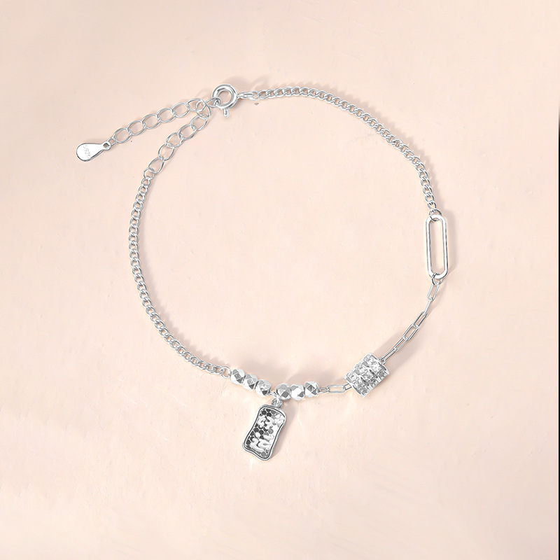 925 Sterling Silver Small Waist Bracelet for Women Summer 2025 New Niche Simple Versatile Crushed Ice Good Luck Charm Bracelet