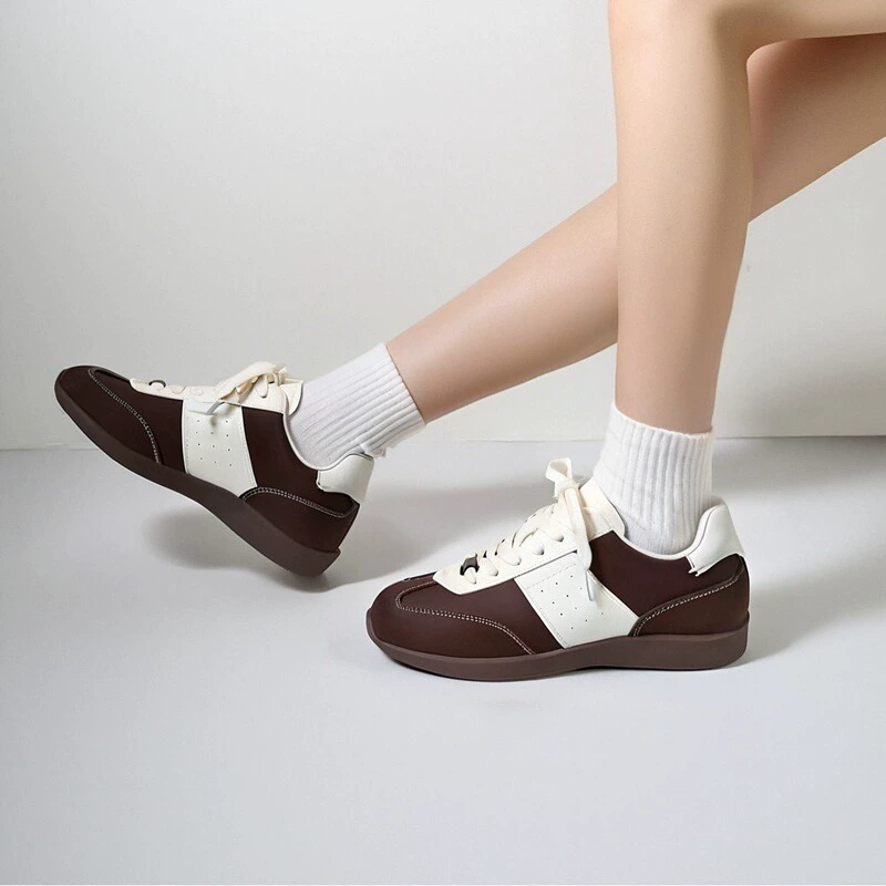 [Celebrity Same Style] Same Style Maillard Корейский стиль Спортивная повседневная обувь на шнуровке в тон Женская тренировочная обувь