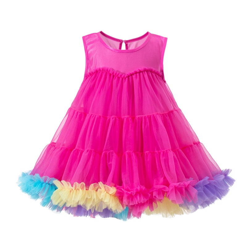 Girls' Tutu Princess Dress New European and American Party Performance Costume Children's Sleeveless Puffy Dress Cross-Border Children's Fashion