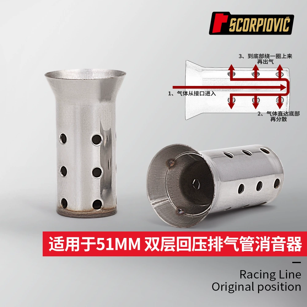 Аксессуары для модификации выхлопной трубы мотоцикла глушитель глушитель пробка двухслойного обратного давления длинный 51 мм калибр универсальный