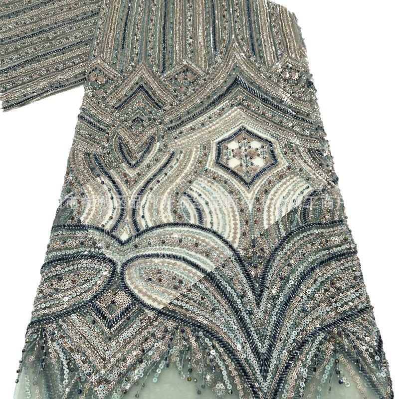 Industria pesada cuatro perlas Gaoding serie de lujo vestido de boda modelo de fiesta cena tela de moda esquinilla bordado tubo de perlas
