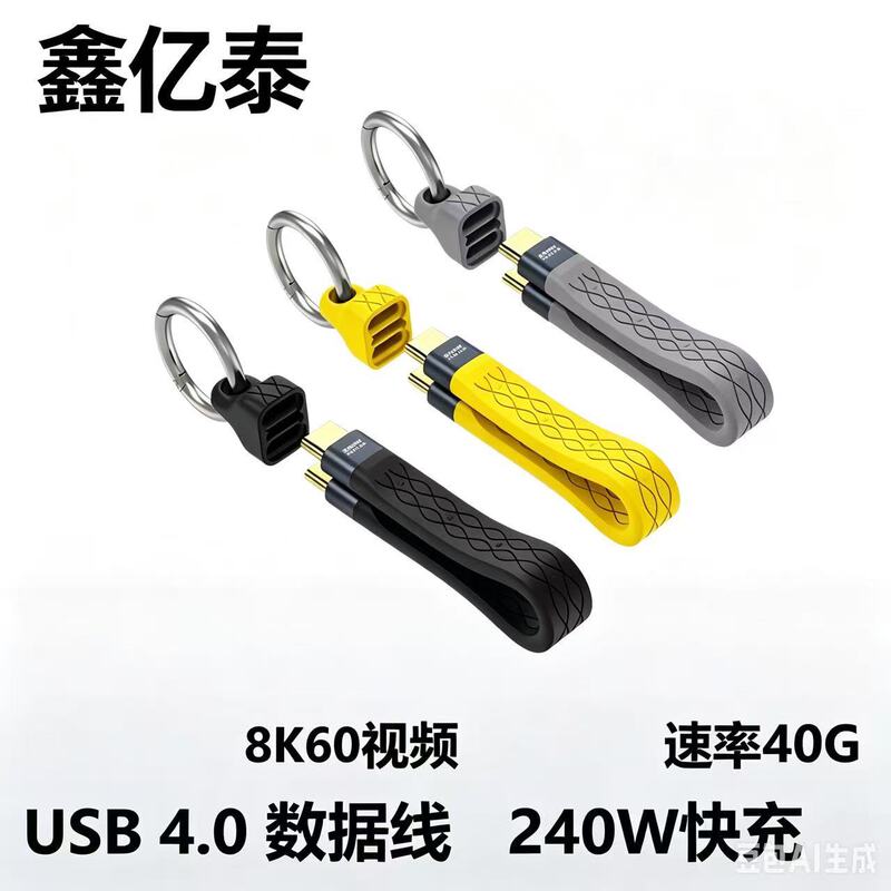 USB4 Full-Function Flat Cable 240W Fast Charging 40Gbps 8K Dual Type-C Portable Short Cable with Hook USB4 Full-Function Flat Cable 240W Fast Charging 40Gbps 8K Dual Type-C Portable Short Cable with Hook