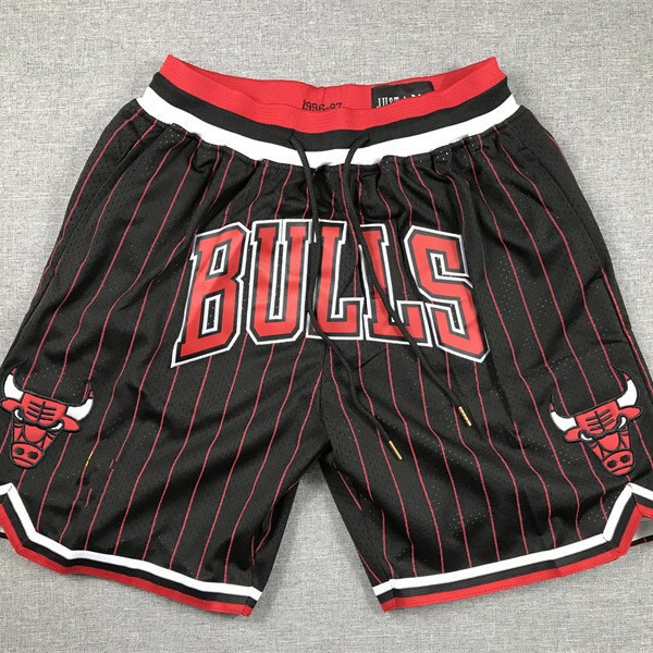 BULLS Sports Pants Chicago Bulls Basketball Pocket Pants Dense Embroidered Pants Retro Basketball Pants Striped Shorts