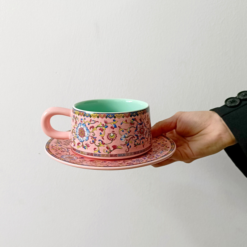 Niche Retro-Style Coffee Cup and Saucer Set for Girls, Afternoon Tea Cup, Latte Cup, Ceramic Cup, Gift for Best Friend Niche Retro-Style Coffee Cup and Saucer Set for Girls, Afternoon Tea Cup, Latte Cup, Ceramic Cup, Gift for Best Friend