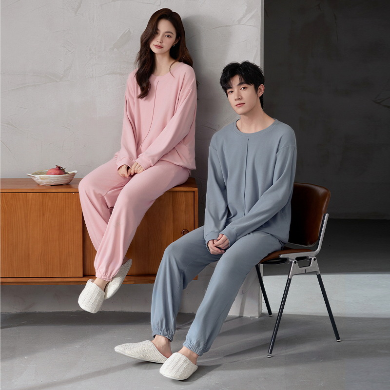 Pajamas de pareja otoño y invierno de ternudo catiónico de manga larga rayas oscuras de alta calidad caliente conjunto de ropa de hogar caliente