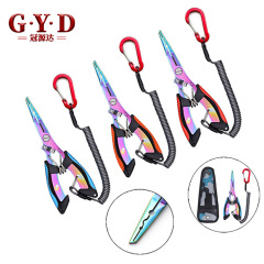 Dali horse fish line cutter, stainless steel color titanium plated lure pliers, multi-functional hawkbill fishing pliers, fish control hook remover