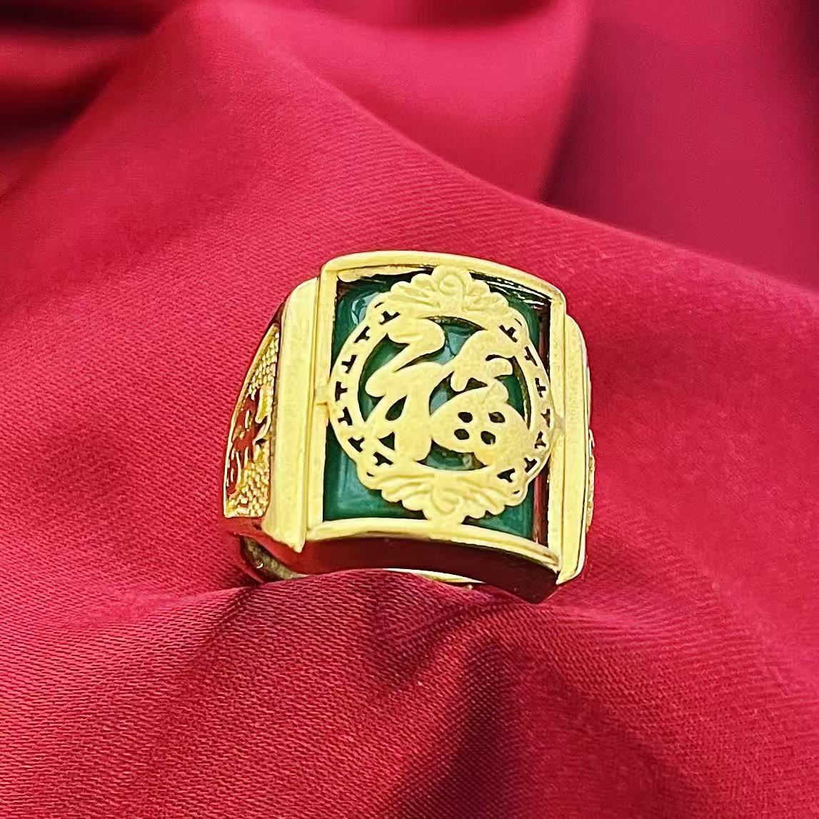 黄銅の金メッキの福の金儲けの指輪の男性の多種類の車の花は宝の蛇口の関公の戒子の金メッキの指輪を招きます。