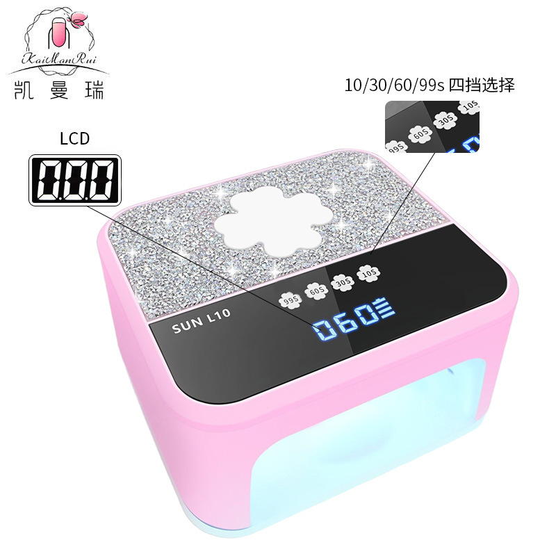 Comercio exterior lámpara de manicura de diamantes almacenamiento de energía LED luz de fototerapia de inducción inteligente goma de manicura tienda de manicura recargable lámpara de manicura