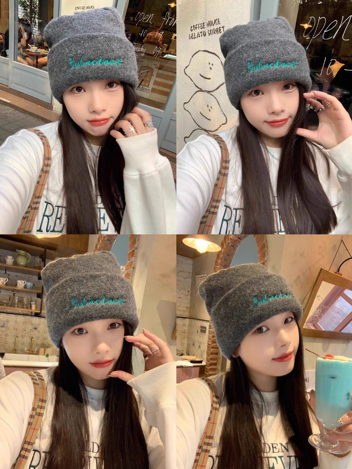 Embroidered Knitted Beanie Hat For Women Warm Wool Blend Winter Cap_voghion.com